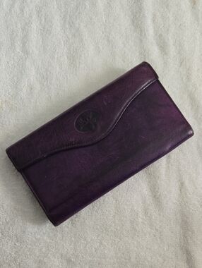 Leather Clutch Wallet - Purple